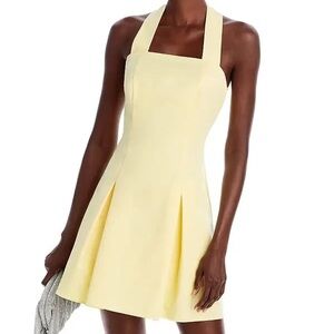AQUA Light Yellow Halter Mini Dress